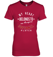 My Heart Belongs To An Awesome Softball Valentines Day Gift Women's Premium T-Shirt Women's Premium T-Shirt - trendytshirts1