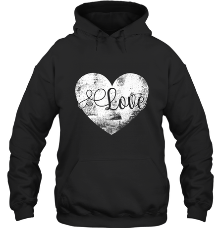 Love Valentines Day Heart Vintage Gift For Men Women Hooded Sweatshirt Hooded Sweatshirt / Black / S Hooded Sweatshirt - trendytshirts1
