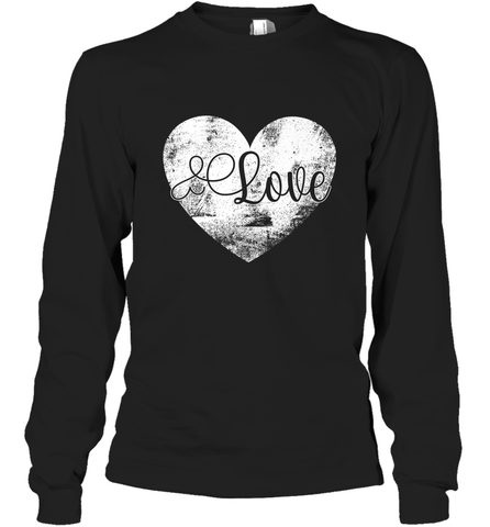 Love Valentines Day Heart Vintage Gift For Men Women Long Sleeve T-Shirt Long Sleeve T-Shirt / Black / S Long Sleeve T-Shirt - trendytshirts1
