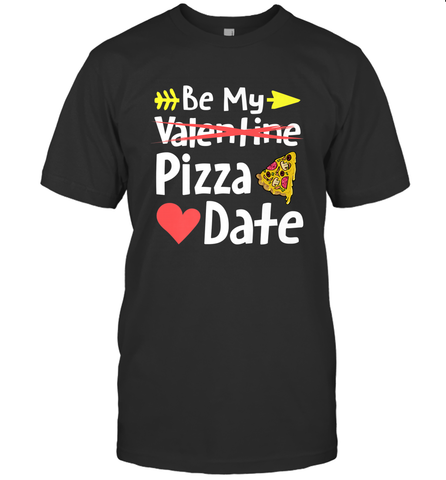Be My Pizza Date Funny Valentines Day Pun Italian Food Joke Men's T-Shirt Men's T-Shirt / Black / S Men's T-Shirt - trendytshirts1