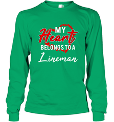 My Heart Belongs To A Lineman Valentines Day Lovely Gift Long Sleeve T-Shirt Long Sleeve T-Shirt - trendytshirts1