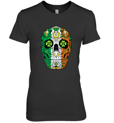 Sugar Skull Leprechaun T Shirt St Patricks Day Women Men Tee Women's Premium T-Shirt Women's Premium T-Shirt / Black / XS Women's Premium T-Shirt - trendytshirts1