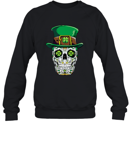 Sugar Skull Leprechaun T Shirt St Patricks Day Women Men Crewneck Sweatshirt Crewneck Sweatshirt / Black / S Crewneck Sweatshirt - trendytshirts1