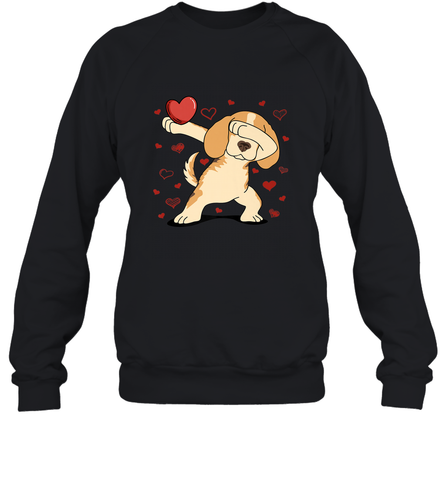 Dog Dabbing Heart For Valentine's Day Art Graphics Gift Crewneck Sweatshirt Crewneck Sweatshirt / Black / S Crewneck Sweatshirt - trendytshirts1