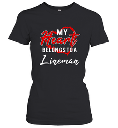 My Heart Belongs To A Lineman Valentines Day Lovely Gift Women's T-Shirt