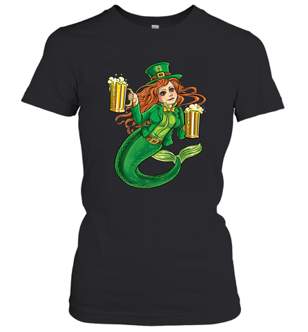 St Patricks Day Shirt Women Leprechaun Mermaid Girls Redhead Women's T-Shirt Women's T-Shirt / Black / S Women's T-Shirt - trendytshirts1