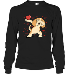 Dog Dabbing Heart For Valentine's Day Art Graphics Gift Long Sleeve T-Shirt