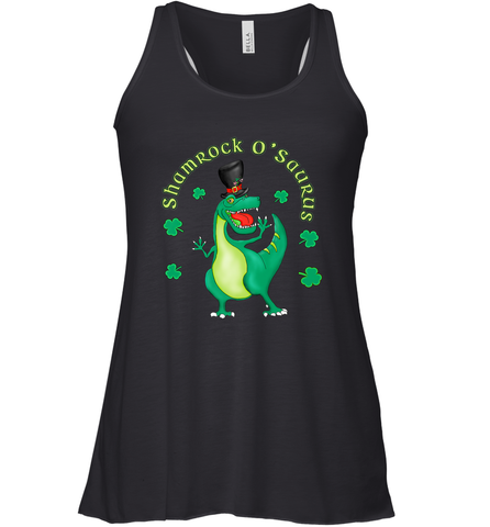 T Rex Dinosaur St. Patrick's Day Irish Funny Women's Racerback Tank Women's Racerback Tank / Black / XS Women's Racerback Tank - trendytshirts1