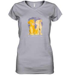 Disney Lion King Simba Nala Love Valentine's Women Cotton V-Neck T-Shirt