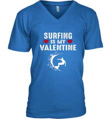 Surfing Is My Valentine Surfer Surfing Gift Men's V-Neck Men's V-Neck - trendytshirts1