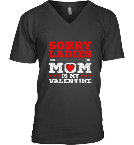 Sorry Ladies Mom Is My Valentine's Day Art Graphics Heart Men's V-Neck Men's V-Neck / Black / S Men's V-Neck - trendytshirts1