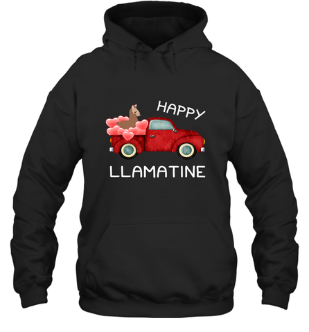 Happy Llamatine funny Valentine Day Llama costume Hooded Sweatshirt Hooded Sweatshirt / Black / S Hooded Sweatshirt - trendytshirts1