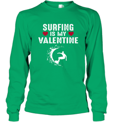 Surfing Is My Valentine Surfer Surfing Gift Long Sleeve T-Shirt Long Sleeve T-Shirt - trendytshirts1