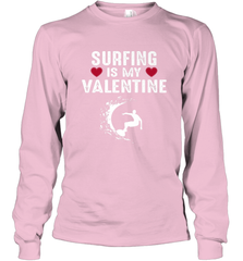 Surfing Is My Valentine Surfer Surfing Gift Long Sleeve T-Shirt Long Sleeve T-Shirt - trendytshirts1