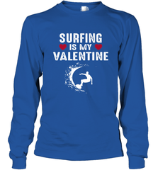 Surfing Is My Valentine Surfer Surfing Gift Long Sleeve T-Shirt Long Sleeve T-Shirt - trendytshirts1