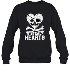 I Steal Hearts Valentine's Day Pirate Skull Art Graphics Crewneck Sweatshirt Crewneck Sweatshirt - trendytshirts1