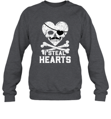 I Steal Hearts Valentine's Day Pirate Skull Art Graphics Crewneck Sweatshirt Crewneck Sweatshirt - trendytshirts1