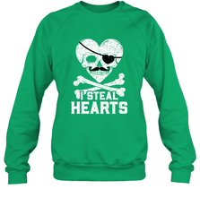 I Steal Hearts Valentine's Day Pirate Skull Art Graphics Crewneck Sweatshirt Crewneck Sweatshirt - trendytshirts1