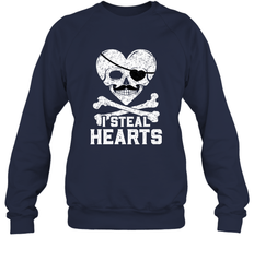 I Steal Hearts Valentine's Day Pirate Skull Art Graphics Crewneck Sweatshirt