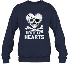 I Steal Hearts Valentine's Day Pirate Skull Art Graphics Crewneck Sweatshirt Crewneck Sweatshirt - trendytshirts1