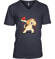 Dog Dabbing Heart For Valentine's Day Art Graphics Gift Men's V-Neck