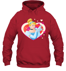 Disney Cinderella Valentine's Sparkle Hearts Hooded Sweatshirt Hooded Sweatshirt - trendytshirts1