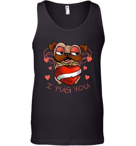 I Pug You Cute Valentines Day Love Heart Pug Dog Valentine Men's Tank Top Men's Tank Top / Black / XS Men's Tank Top - trendytshirts1