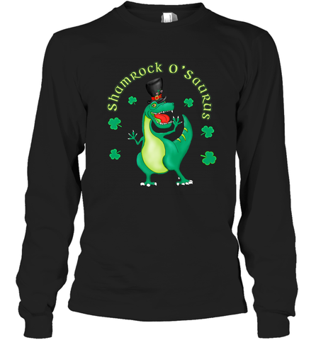 T Rex Dinosaur St. Patrick's Day Irish Funny Long Sleeve T-Shirt Long Sleeve T-Shirt / Black / S Long Sleeve T-Shirt - trendytshirts1