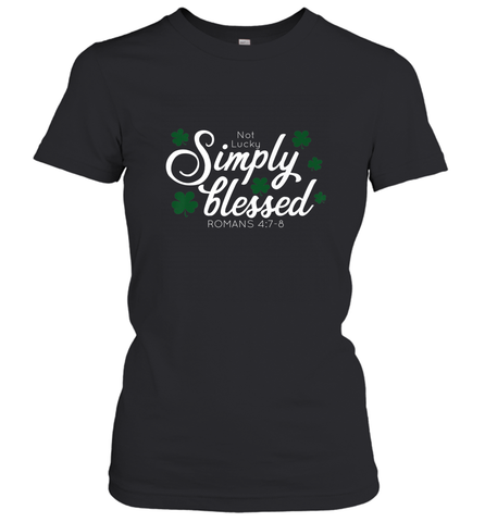 Christian St Patrick's Day Blessed Not Lucky Women's T-Shirt Women's T-Shirt / Black / S Women's T-Shirt - trendytshirts1
