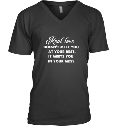 Real love funny quotes for valentine Men's V-Neck Men's V-Neck / Black / S Men's V-Neck - trendytshirts1