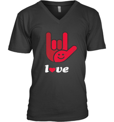 Cute Love Hand Sign Heart Valentines Day Retro Vintage Top Men's V-Neck Men's V-Neck - trendytshirts1