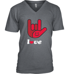 Cute Love Hand Sign Heart Valentines Day Retro Vintage Top Men's V-Neck Men's V-Neck - trendytshirts1