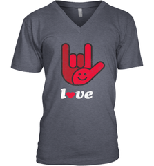 Cute Love Hand Sign Heart Valentines Day Retro Vintage Top Men's V-Neck Men's V-Neck - trendytshirts1
