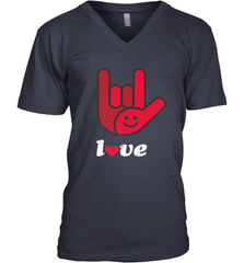 Cute Love Hand Sign Heart Valentines Day Retro Vintage Top Men's V-Neck Men's V-Neck - trendytshirts1