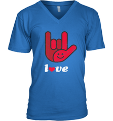 Cute Love Hand Sign Heart Valentines Day Retro Vintage Top Men's V-Neck Men's V-Neck - trendytshirts1