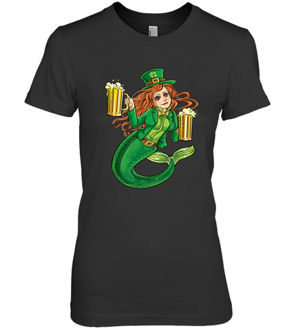 St Patricks Day Shirt Women Leprechaun Mermaid Girls Redhead Women's Premium T-Shirt Women's Premium T-Shirt / Black / XS Women's Premium T-Shirt - trendytshirts1