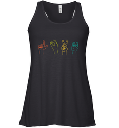 Love ASL Sign language Alphabet Valentines Day Gift idea Women's Racerback Tank