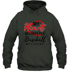 My Heart Belongs To A Baseball Player Valentines Day Gift Hooded Sweatshirt Hooded Sweatshirt - trendytshirts1