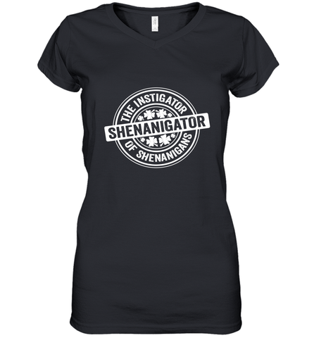 Shenanigator St Patrick's Day Shenanigans Instigator Women's V-Neck T-Shirt Women's V-Neck T-Shirt / Black / S Women's V-Neck T-Shirt - trendytshirts1