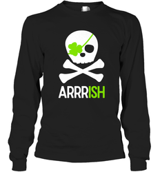 St. Patricks Day Irish Pirate Skull and Cross bones Long Sleeve T-Shirt