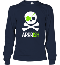 St. Patricks Day Irish Pirate Skull and Cross bones Long Sleeve T-Shirt