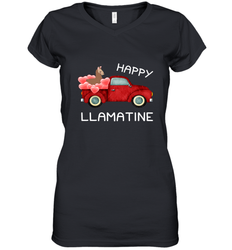 Happy Llamatine funny Valentine Day Llama costume Women's V-Neck T-Shirt