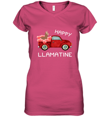 Happy Llamatine funny Valentine Day Llama costume Women's V-Neck T-Shirt Women's V-Neck T-Shirt - trendytshirts1