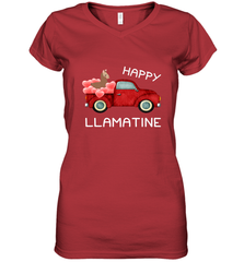 Happy Llamatine funny Valentine Day Llama costume Women's V-Neck T-Shirt Women's V-Neck T-Shirt - trendytshirts1