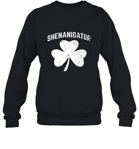 Shenanigator Funny St Patrick's Shamrock Crewneck Sweatshirt Crewneck Sweatshirt / Black / S Crewneck Sweatshirt - trendytshirts1