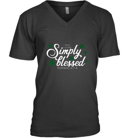 Christian St Patrick's Day Blessed Not Lucky Men's V-Neck Men's V-Neck / Black / S Men's V-Neck - trendytshirts1