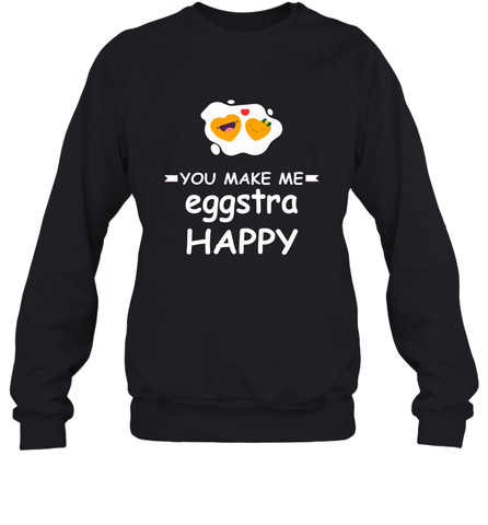 You Make Me Eggstra happy,Funny Valentine His and Her Couple Crewneck Sweatshirt Crewneck Sweatshirt / Black / S Crewneck Sweatshirt - trendytshirts1