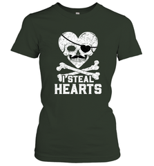 I Steal Hearts Valentine's Day Pirate Skull Art Graphics Women's T-Shirt Women's T-Shirt - trendytshirts1
