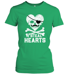 I Steal Hearts Valentine's Day Pirate Skull Art Graphics Women's T-Shirt Women's T-Shirt - trendytshirts1
