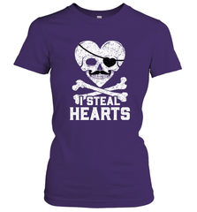I Steal Hearts Valentine's Day Pirate Skull Art Graphics Women's T-Shirt Women's T-Shirt - trendytshirts1